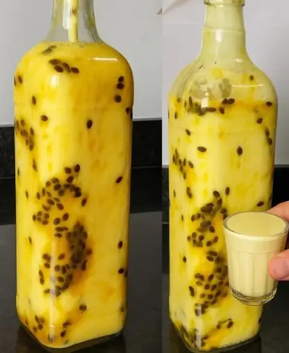 Batida de maracujá na garrafa